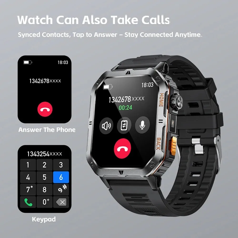 1000mAh الساعات الذكية للرجل 3ATM إضاءة مقاومة للماء Smartwatch اللياقة البدنية ساعة رياضية للمرأة Xiaomi أبل أندرويد 2025