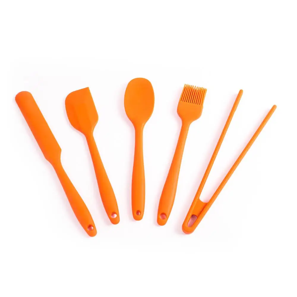 5 Pieces Orange Silicone Utensils Kit-Oikos