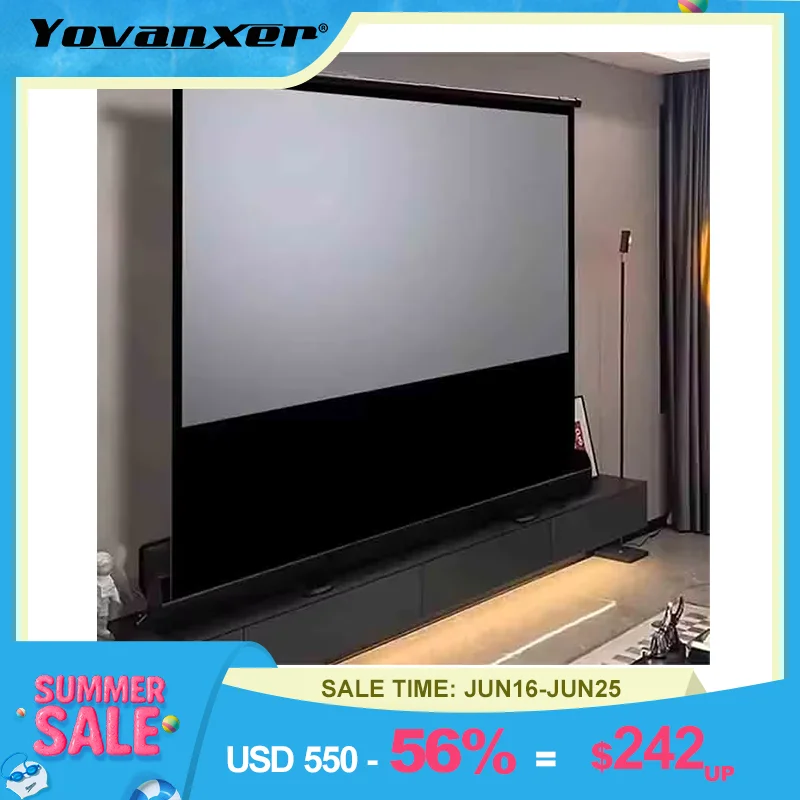 

Universal Portable Floor Standing Pull Up Projection Screen Grey Fiber Glass for Normal / UST Projectors 4K 3D Support All Sizes