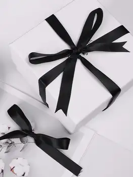 Černá jednostranná saténová stuha 6-10-12-15-20-25-40-50 mm dárková balicí páska vánoční halloween narozeninová párty dekorace 10 nejlepší prodej Stuha LV - №1