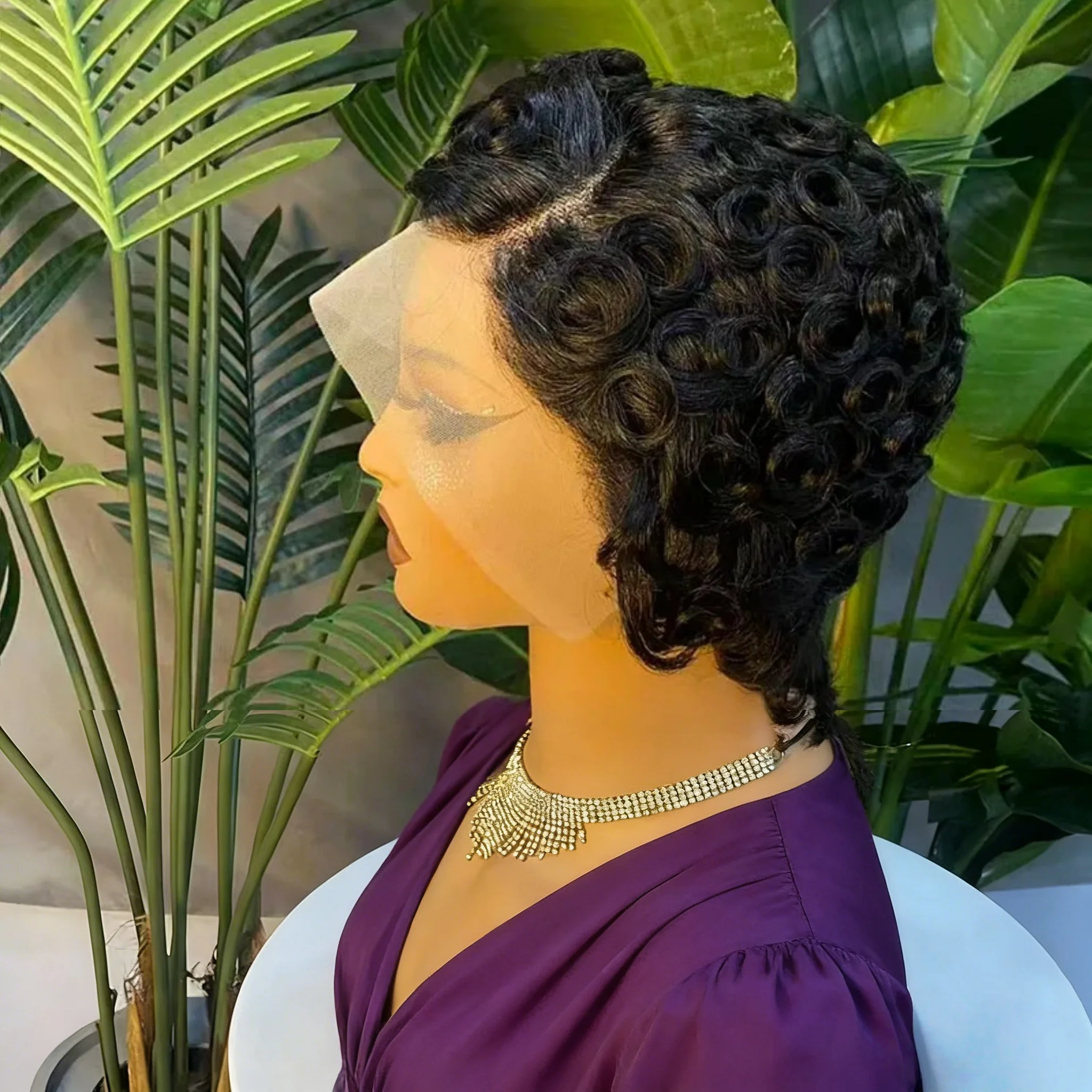 

13x4 кружевной фронтальный парик Короткая волна Парик с стрижкой пикси Человеческие волосы Волнистые парики Легко носить вьющиеся парики