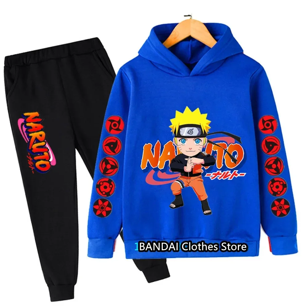 kawaii Hoodie Sports Narutoes baby kids Hoodie Set Children's Tops + Pants 2-piece Set Teenagers sportswear spring fashion