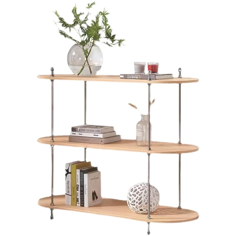 

Internet celebrity creative DIY elliptical shelf, stainless steel dining edge cabinet, cup and plate storage, home living room,