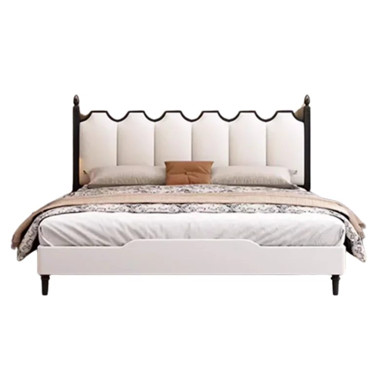 #Luxury Black European Bed Designer Simple Human King Double Bed Headboards White Muebles Para Dormitorio Nordic Furniture