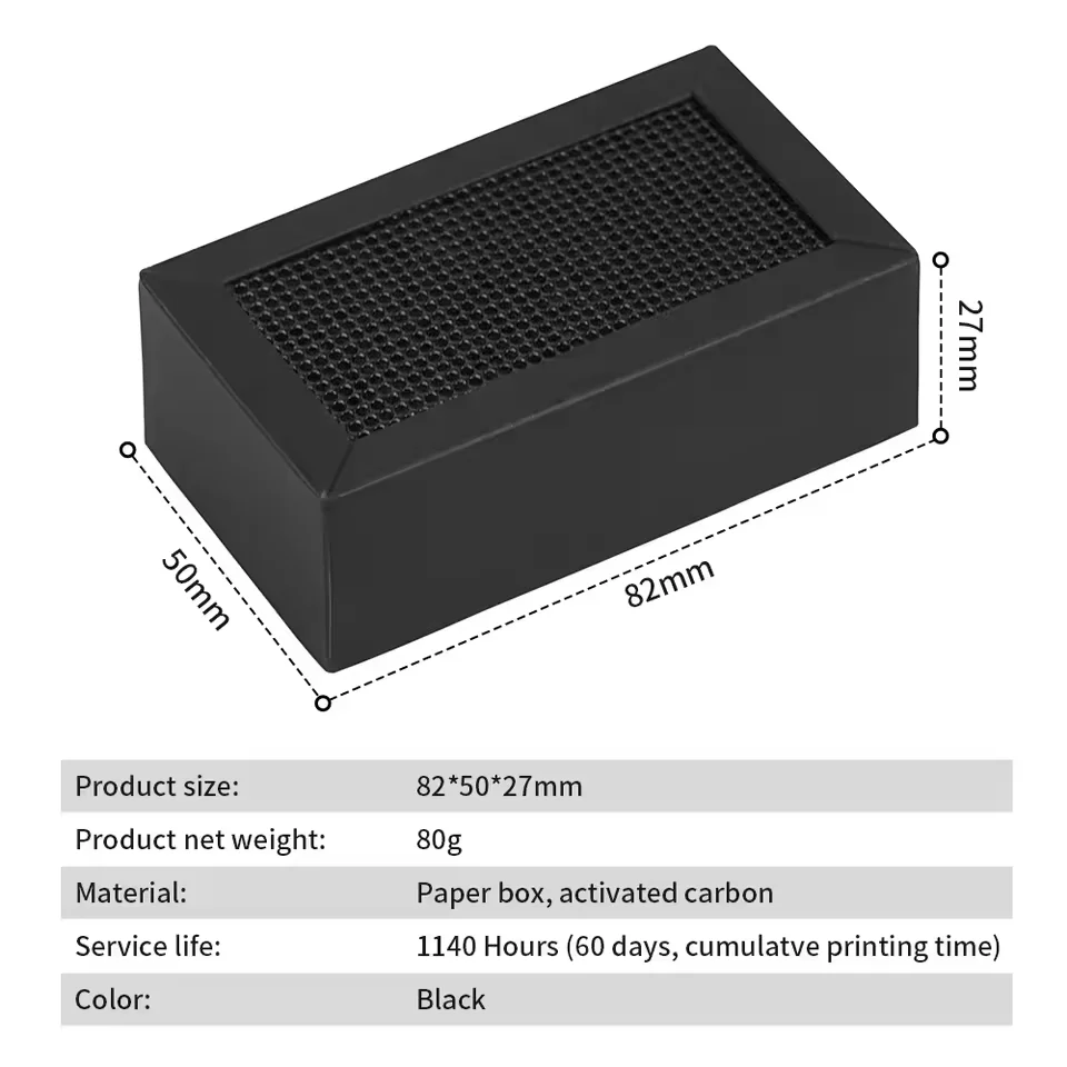 لفلتر هواء الكربون المنشط بامبو الأصلي لسلسلة Bambu Lab X1 وطابعات P1S ثلاثية الأبعاد لامتصاص المركبات العضوية المتطايرة