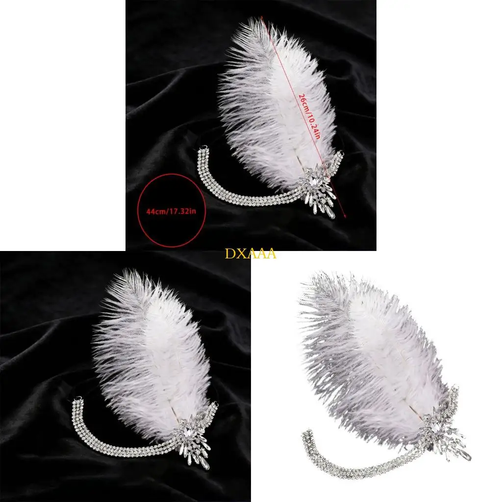 

DXAA Shimmering Feathered Headpiece Rhinestones Headband For 1920S Masquerades Party