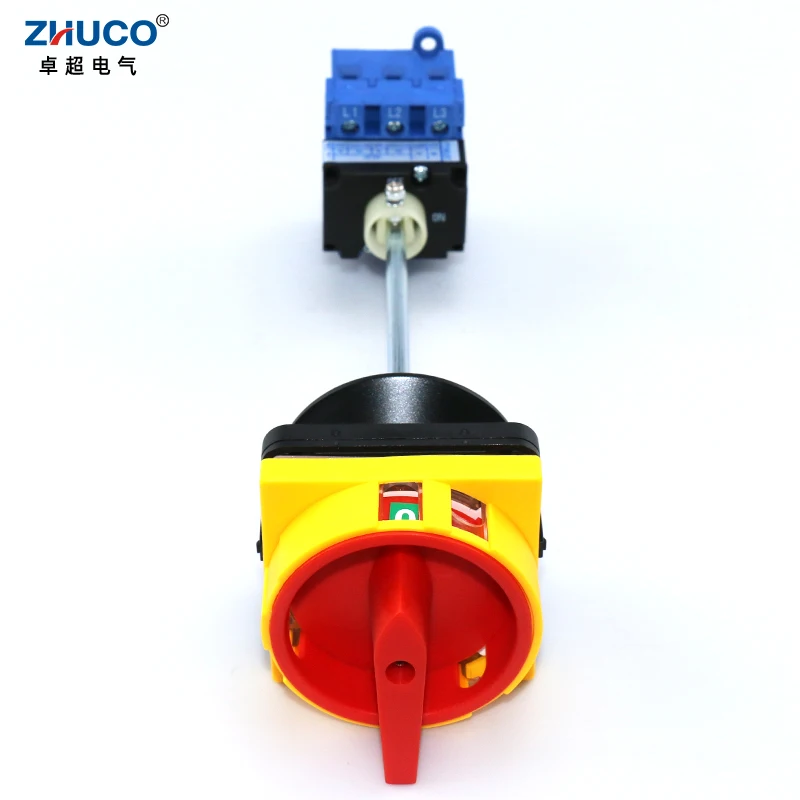 ZHUCO SZD11-25/300010-B 25A 3P Padlock Panel ON-OFF Load Break Isolator Switch With Long Bar Cam Switch For Electrical Cabinet