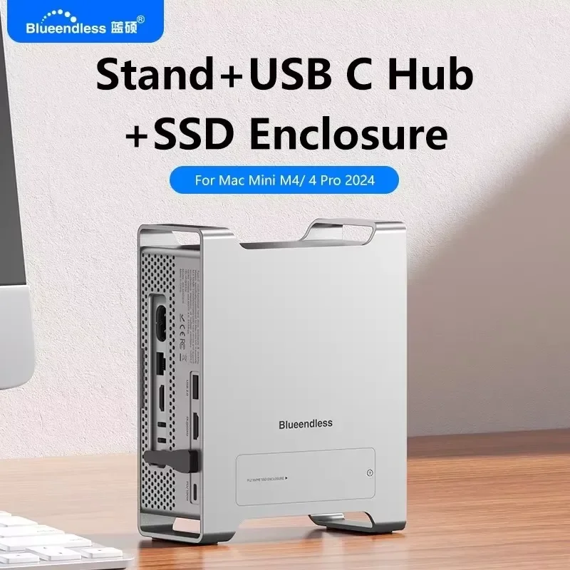 AP01 for Mini M4 Stand Hub Dock USB C Docking Station 10Gbps USB 3.2 USB 2.0 SD TF M.2 NVME Enclosure Case Aluminium view 4