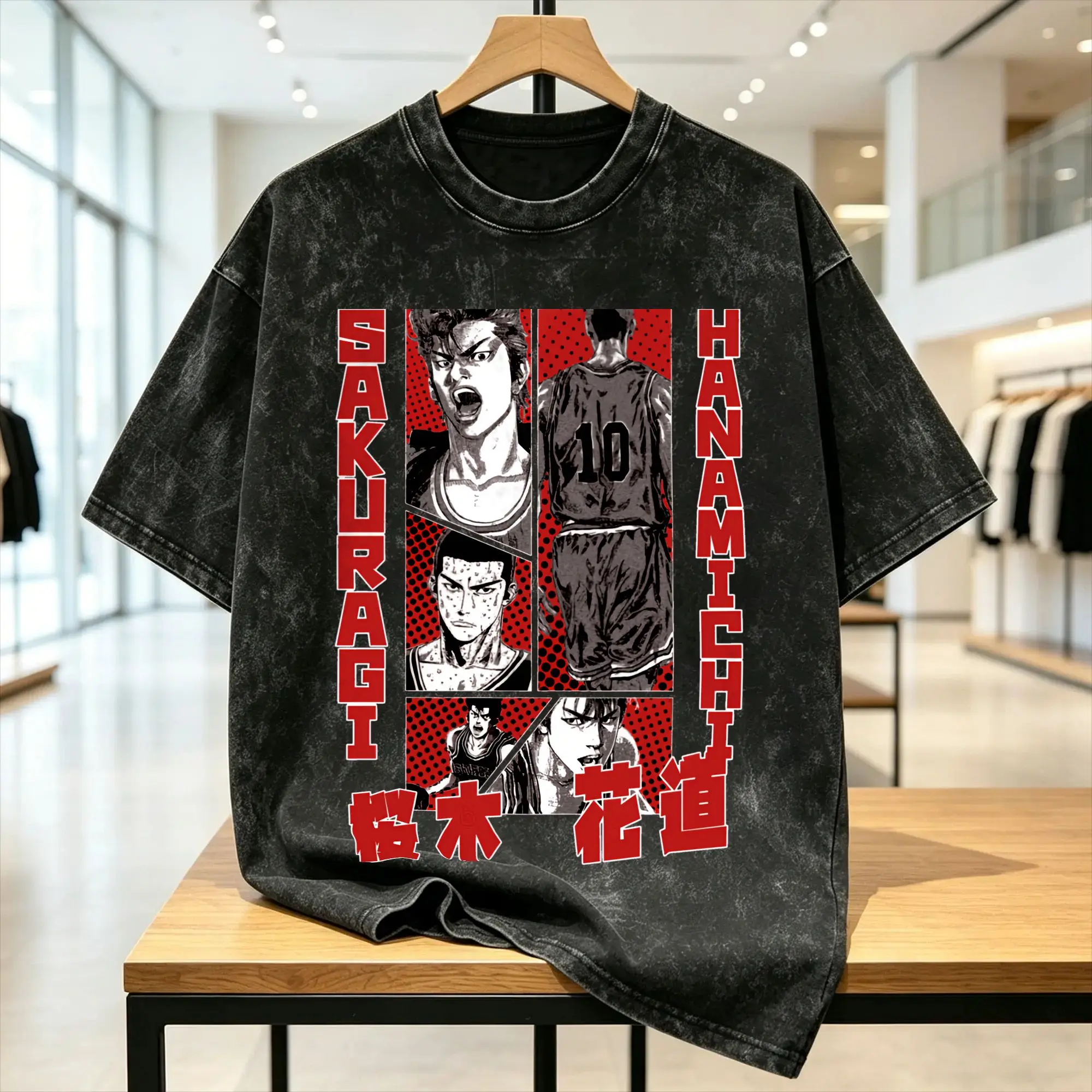 Couple T Shirt Slam Dunks Washed T-Shirts Fashion  Summer Tees Streetwear Design Cotton Clothes New Arrival