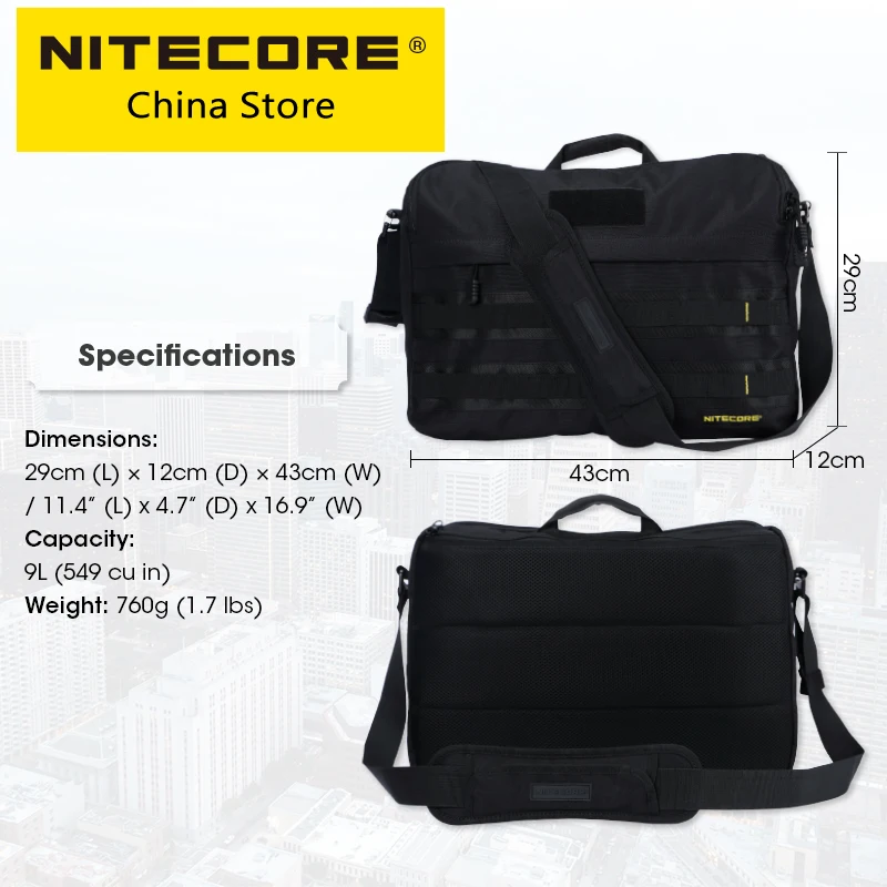 Wholesale NITECORE SLB09 9L Commuter Sling Bag Black Business Laptop Shoulder Bags Men 500D Travel Waterproof Range Molle System