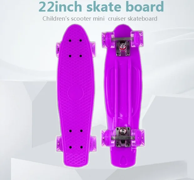 Jusenda – Mini Skateboard 22 "pour enfants, Longboard, planche à roulettes rétro, camion, roulements de roues