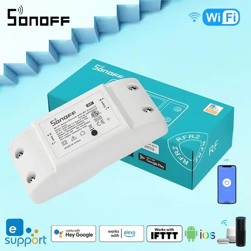 SONOFF RFR2 Wifi Breaker Moudle Outlets DIY Wifi/433MHz RF Remote Control Switch Smart Home Automation Support Alexa Google Home