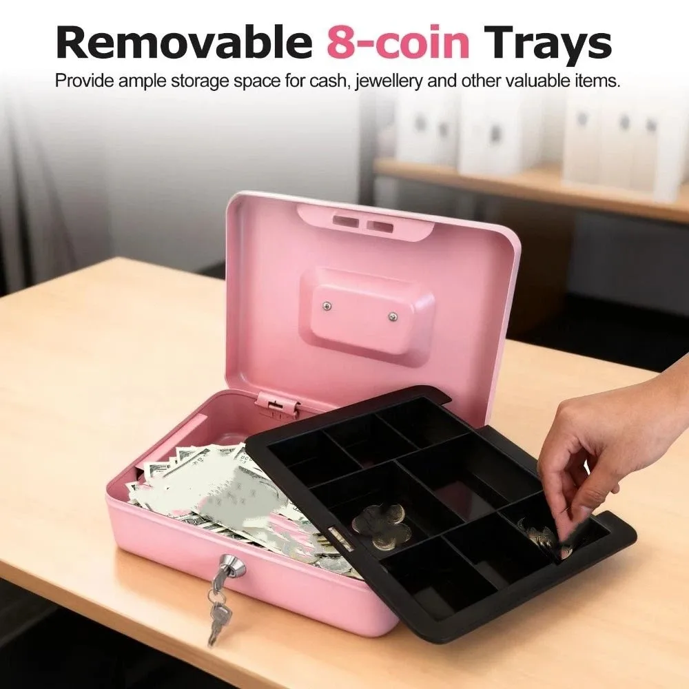 Security Box Mini Size Portable Key Safe with Key Key Lock Lockable Coin Box Creative Style Sturdy Steel Piggy Bank Home Storage