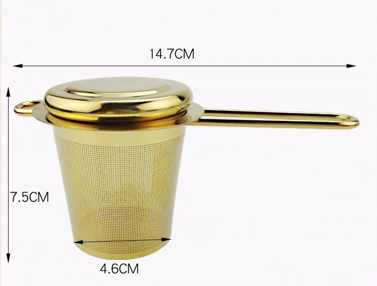 Wholesale Stainless Steel Gold Tea Strainer Folding Foldable Tea Infuser Basket for Teapot Cup Teaware ni162