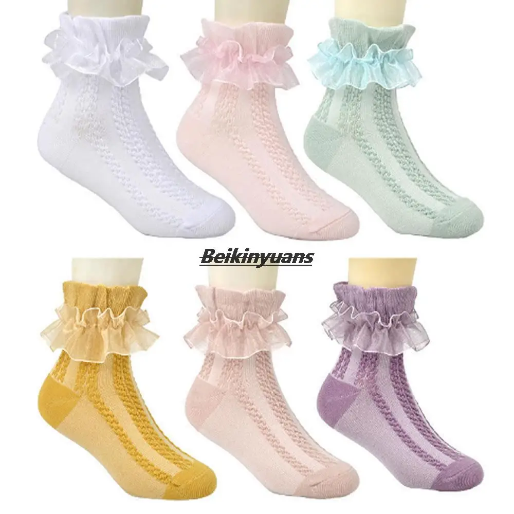 

Thin cotton socks girls spring and autumn new summer mesh princess Sokken baby Latin dance children lace lace white socks