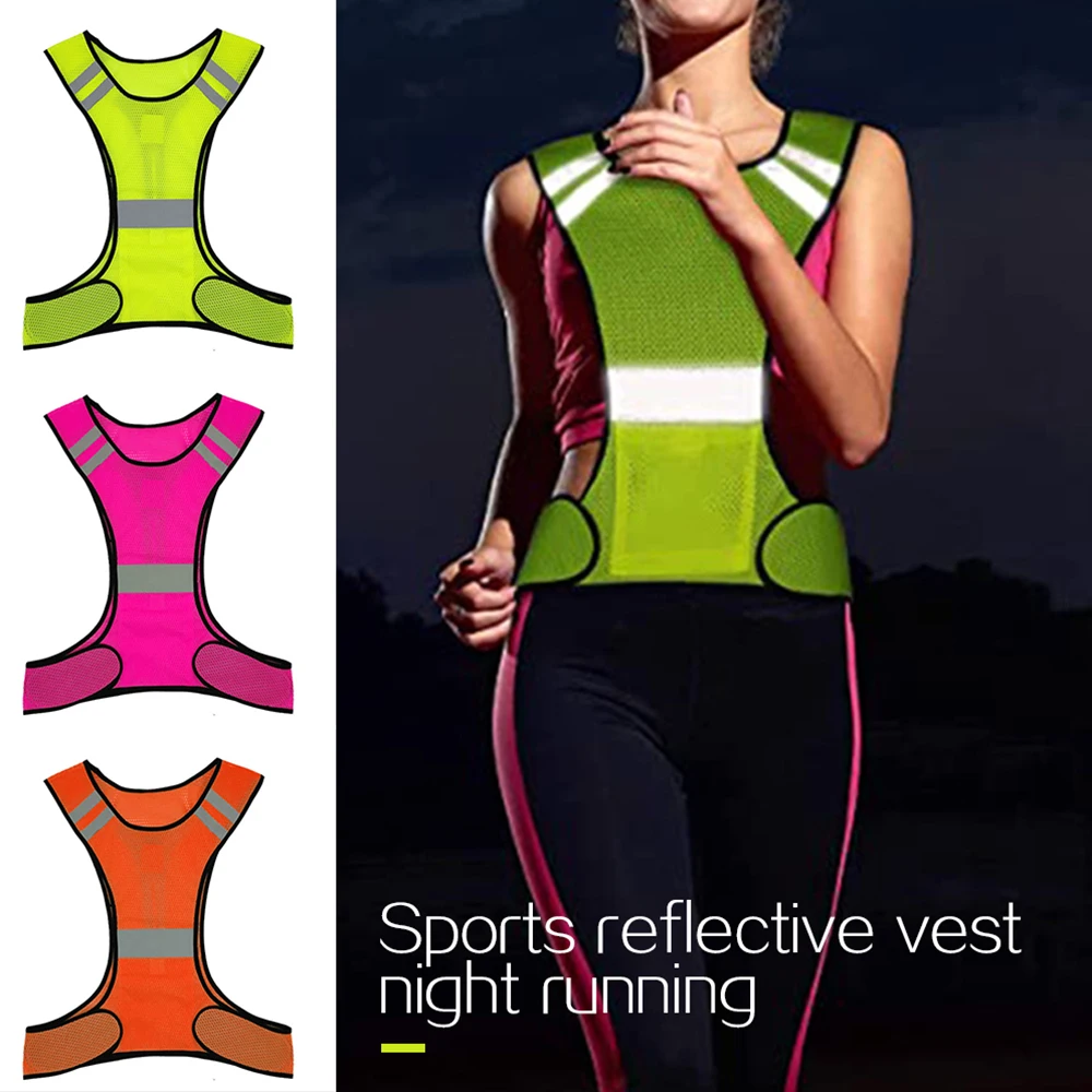 Reflective Safety Running Vest Reflective Vest Gear Stripes for Hiking Camping Wear