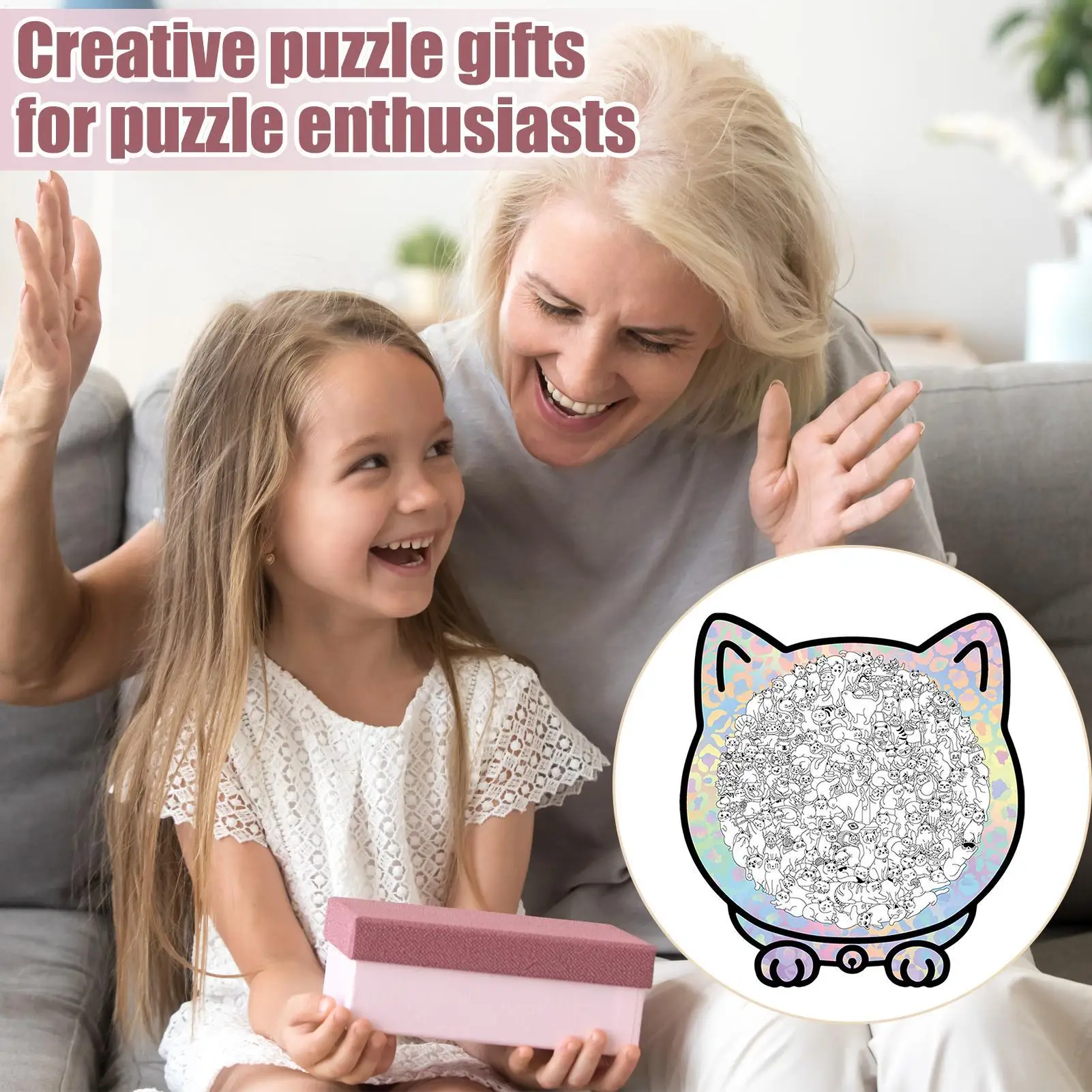 

Пазл с изображением кота, забавный декор с фоторамкой, 135 шт., деревянные пазлы для взрослых с коробкой для хранения для семьи, друга, животного