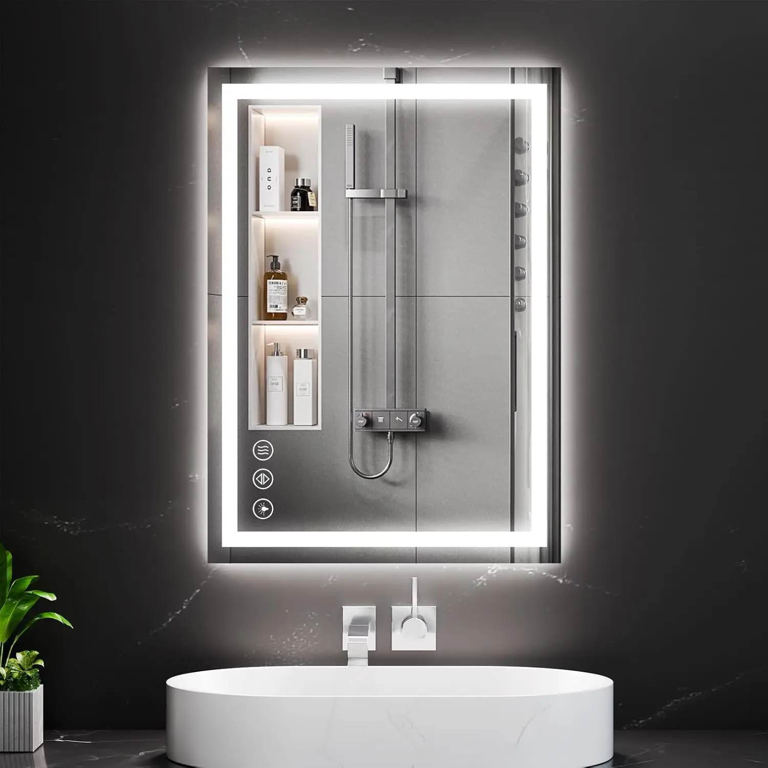 

20x28 LED Bathroom Mirror with Backlit & Front Lit, 3 Colors, Anti-Fog, Dimmable Brightness, Memory Function