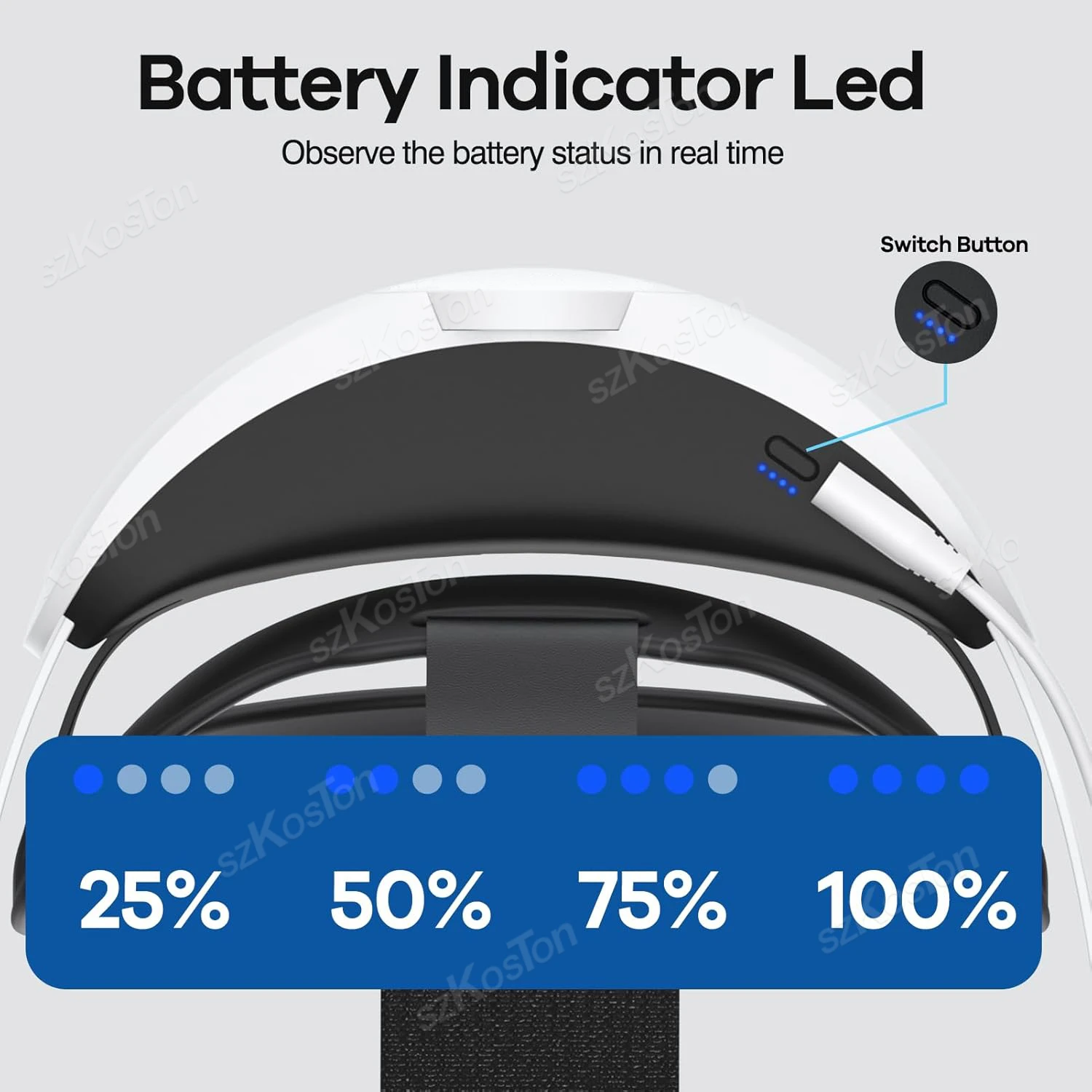 クエスト3 vr用の調節可能なヘッドバンド,バッテリー拡張機能付きデバイス,10000mAhパワーバッテリー,メタクエスト3のサポート