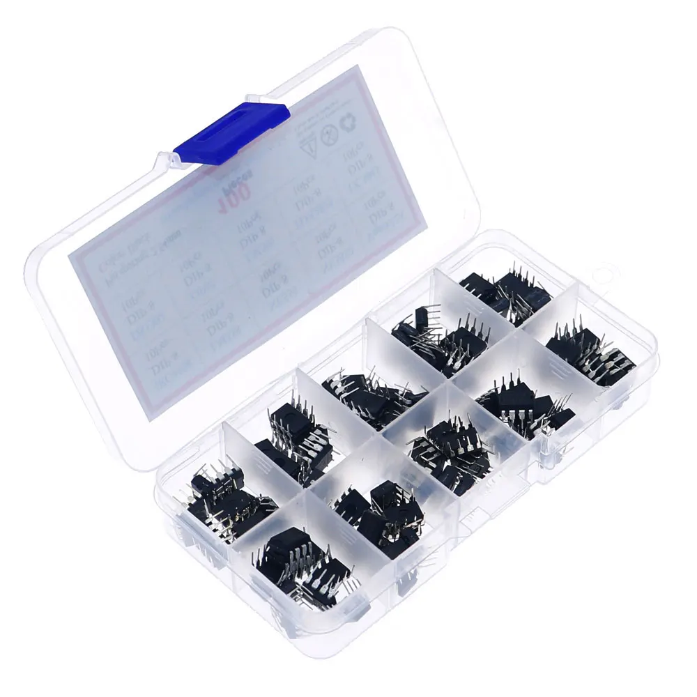 100Pcs 10Value IC Integrated Circuit Chip Assorted Kit JRC4558 LM358 NE555 NE5532 VIPER22A DS1302 OP07 LM386 TDA2822 UC3845