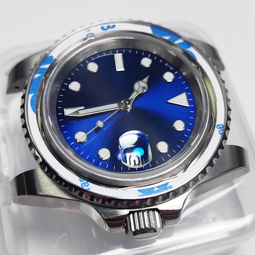 

40MM Men's Retro Steel Watch Blue Dial NH35 Automatic Movement Water-Resistant Reinforced Glass
