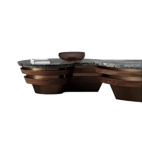 Conch coffee table combination designer villa living room whole house walnut series star blue natural luxury stone coffee table