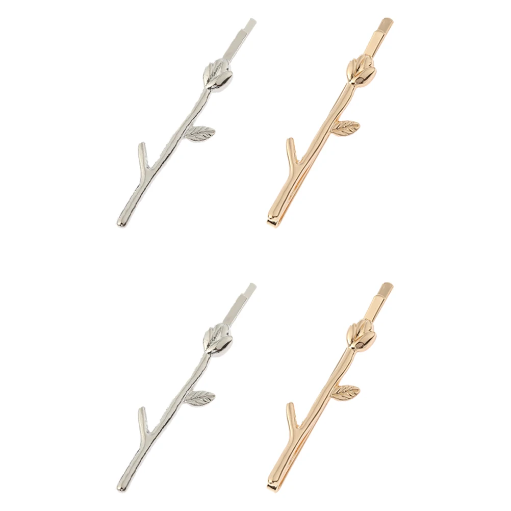 

4 Pcs Vintage Alloy Hairpin Elegant Durable Branch Clips for Party Wedding Fashion Accessory Hair Modeling Accessories
