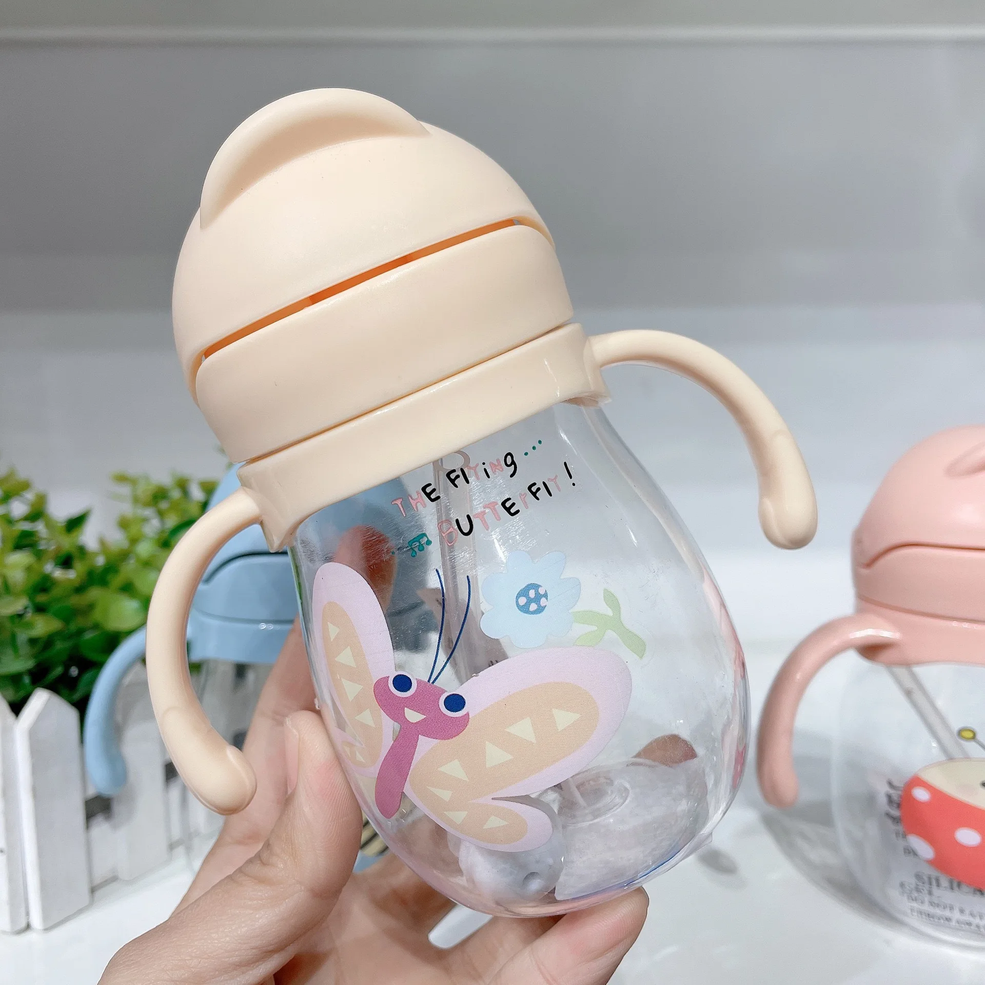 Baby Water Cup Straw Cute Anti-Choking Kindergarten Children Water Cup With Gravity Ball Duckbill Cup Infant Drinking Cup