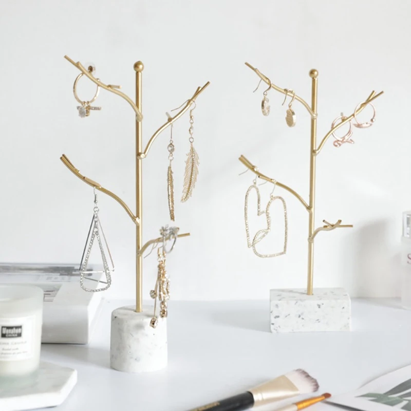 Rak Penyimpanan Perhiasan ABQR, Tempat Anting Kalung Gelang Cincin, Rak Organizer Perhiasan, Penyangga dengan Alas Bulat