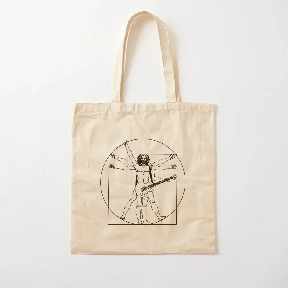 

Vitruvian man - Electric Guitar guitar (black version) Tote Bag hand bag ladies Custom bag canvas bags