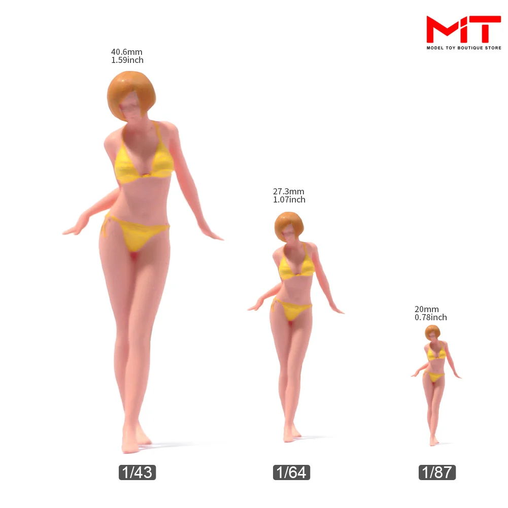 Miniature figure 1/87 1/64 1/43 1/24 Bikini Beauty Girl Resin Figurine Model Creative Scene Dolls puntelli per giocattoli modello di auto