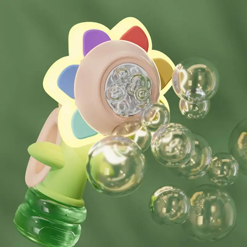 Bubble Blowing Machine LED Sunflower Shape Bubble Blower For Kids With Bright Lights Kids Toddlers Soap Bubble Maker Summer Toys