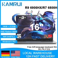 KAMRUI Gaming Laptop 16inch FHD AMD Ryzen9 6900HX/R7 6800H 16GB DDR5 512GB SSD Radeon 680M WiFi6/BT5.2 Win11PRO Backlit Keyboard