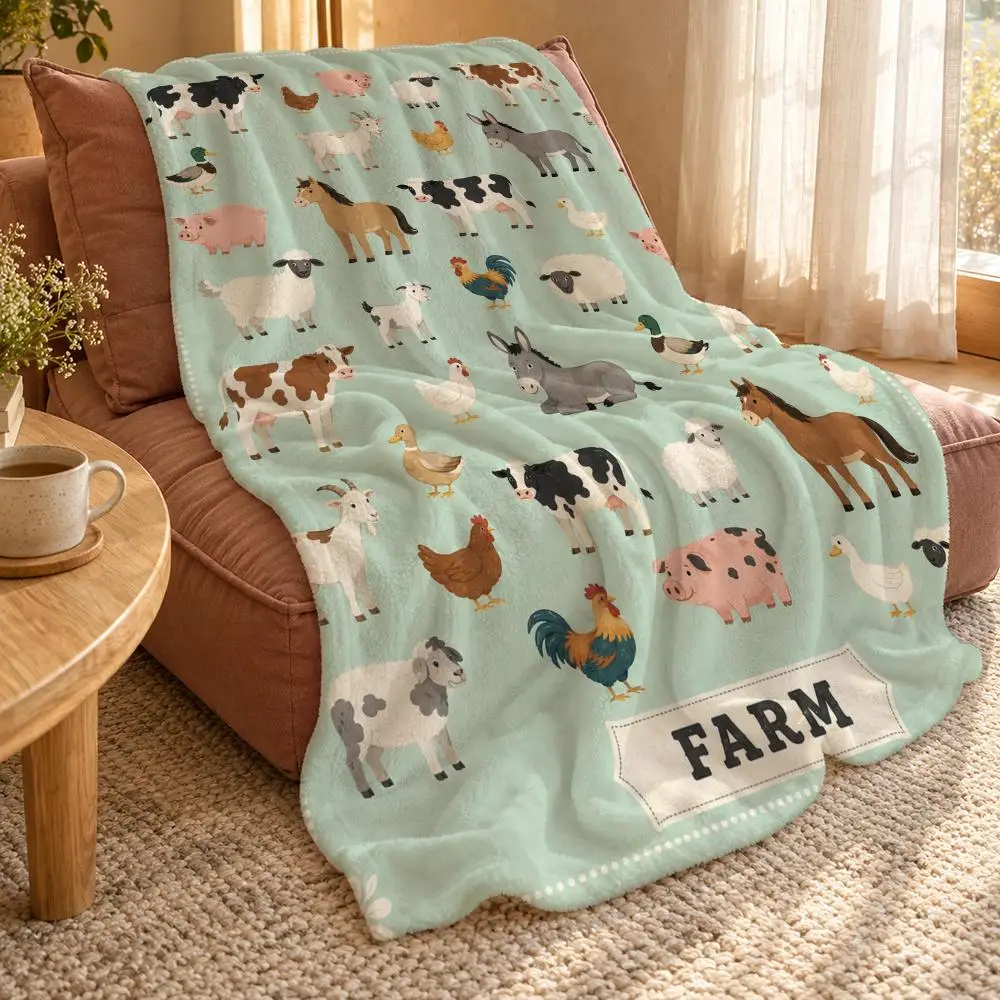 Cute Cute Animal Wall Art Gift Throw Double Sided Flannel Throw Blanket Soft Travel Camping Sofa Bed Home