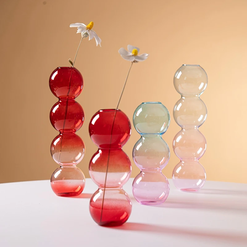 Bubble Glass Flower Vase Decorative Flower Bottle Vase Decoration Home Desktop Vases for Flower Aesthetic Room Decor 화병