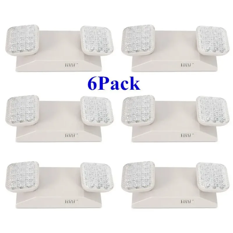 6Pack LED Emergency Exit Light Adjustable 2 Head With Battery Back-up 924-NEW