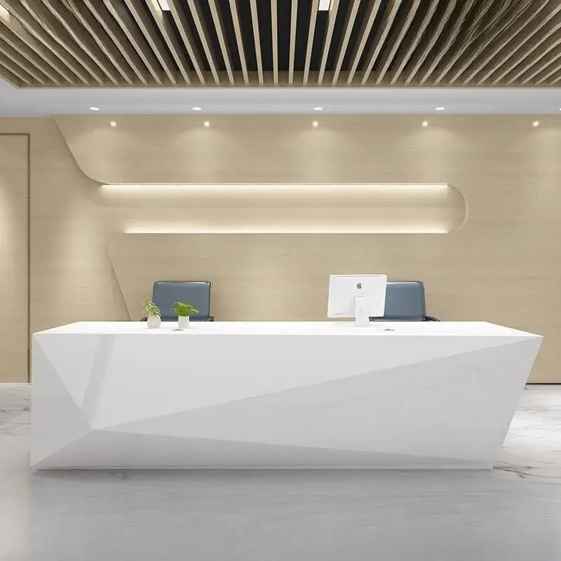 ホワイトペイントシンプルな受付デスクモダンな会社ウェルカム相談受付デスクビューティーサロンバーEmpfangs Theke家具