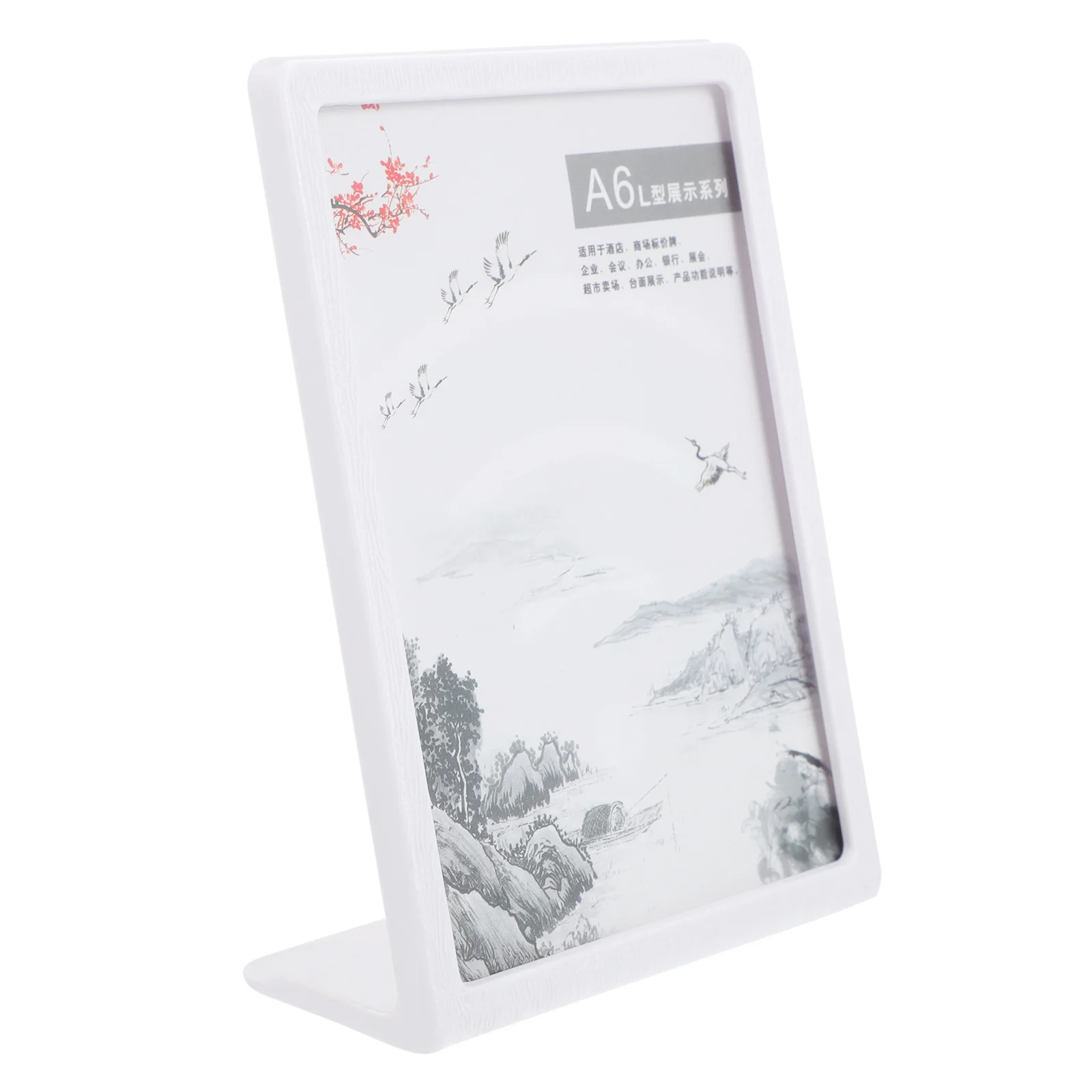 A4 Menu Display Board Versatile Rack Desktop Plastic Label Stand Flyer Price Tags Showing White L-shaped Holder Sign