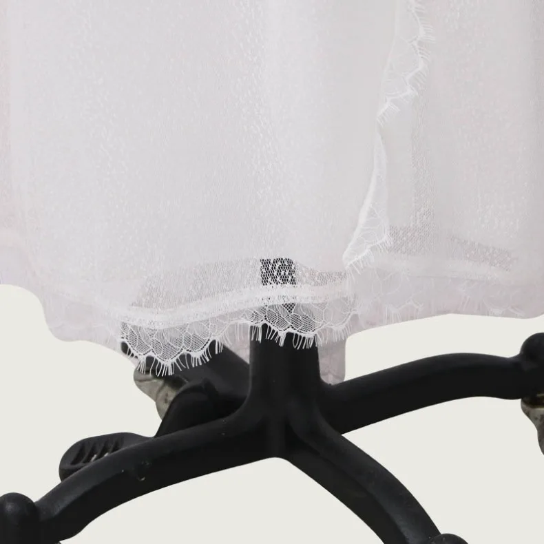 Weißes Netz-Spitzenkleid mit V-Ausschnitt und Rückenfreiem Design, Elegantes und Sexy Kleid für Geburtstagsfeiern, Hochzeiten und Abendessen. – Detail 9