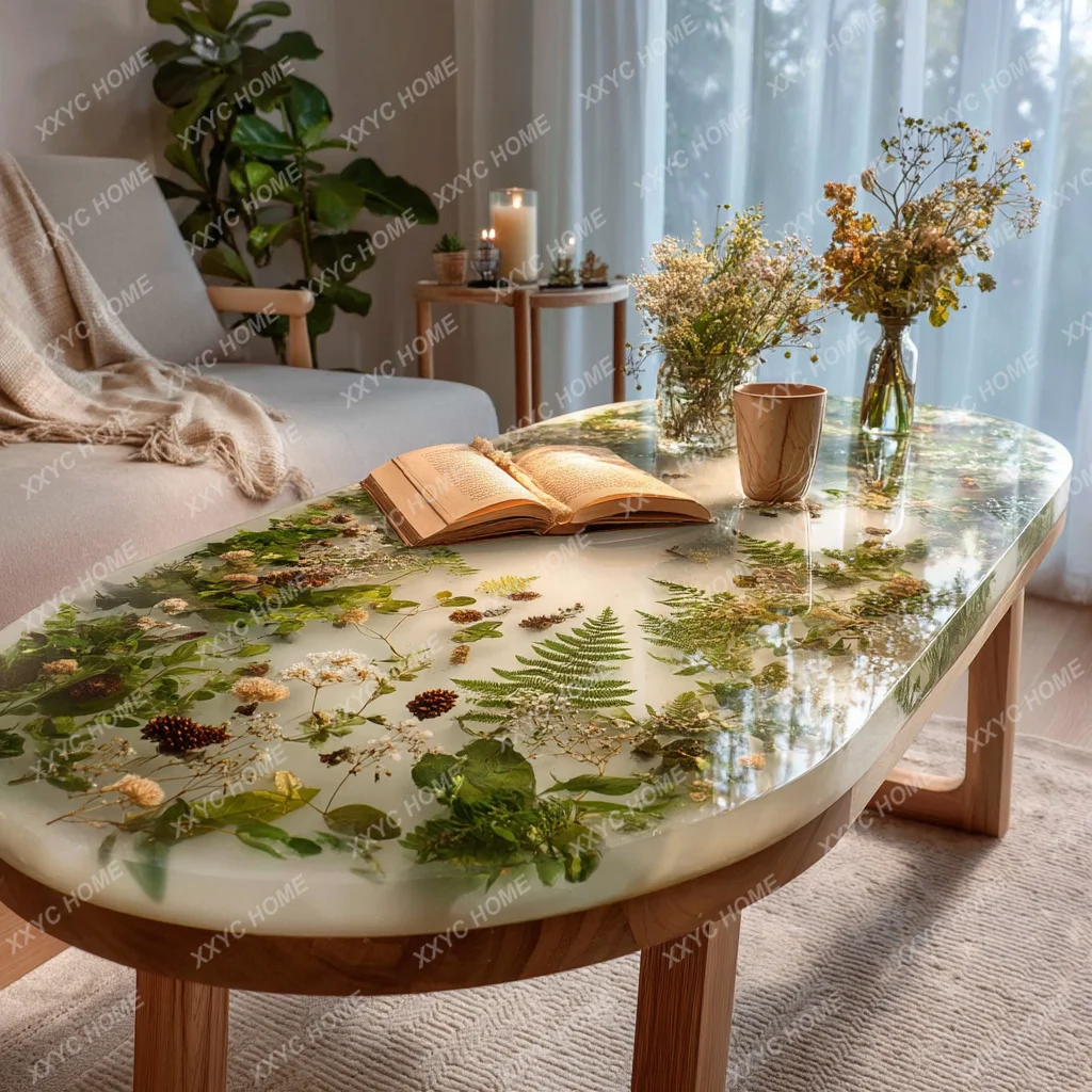 AAEpoxy resin river table coffee table creative personality small apartment living room home simple modern light luxury table