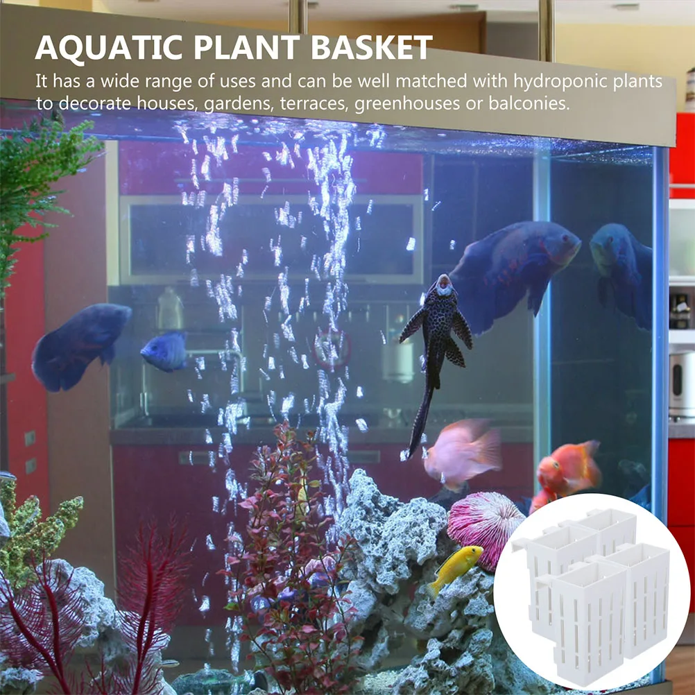 

4 Pcs Aquarium Plant Holders Aquatic Plant Holder with Holes Plastic Baskets Fish Tank Decorations Aquatic Planter