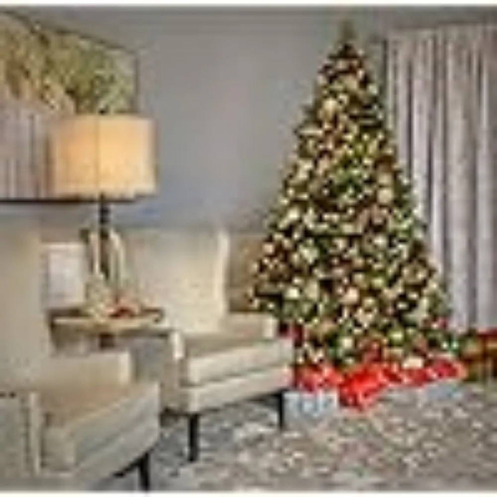 7.5 Foot Artificial Holiday Christmas Tree w/750 Clear Lights, Pinecones, 1399 Branch Tips and Metal Stand, Christmas Trees