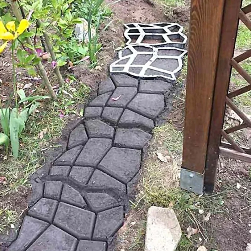 Garden Path Paving DIY Path Maker Paver Molds Stone Brick Concrete Mold Concrete Cement Walk Paver Reusable Patio Molds Paviment