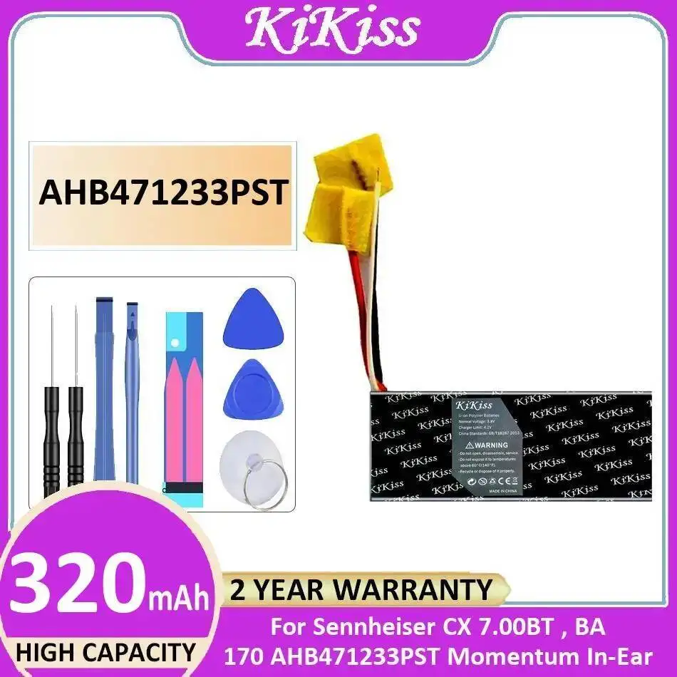 

Наушники-вкладыши с аккумулятором AHB471233PST 471233, 3 кабеля, 320 мАч для Sennheiser CX 7.00BT BA170 AHB471233PST Momentum
