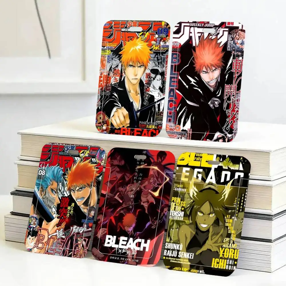 Anime Bleach ID Card Holder Neck Strap Pendant Door Badge Holder Lanyards Keychain Work Credential Case Gift