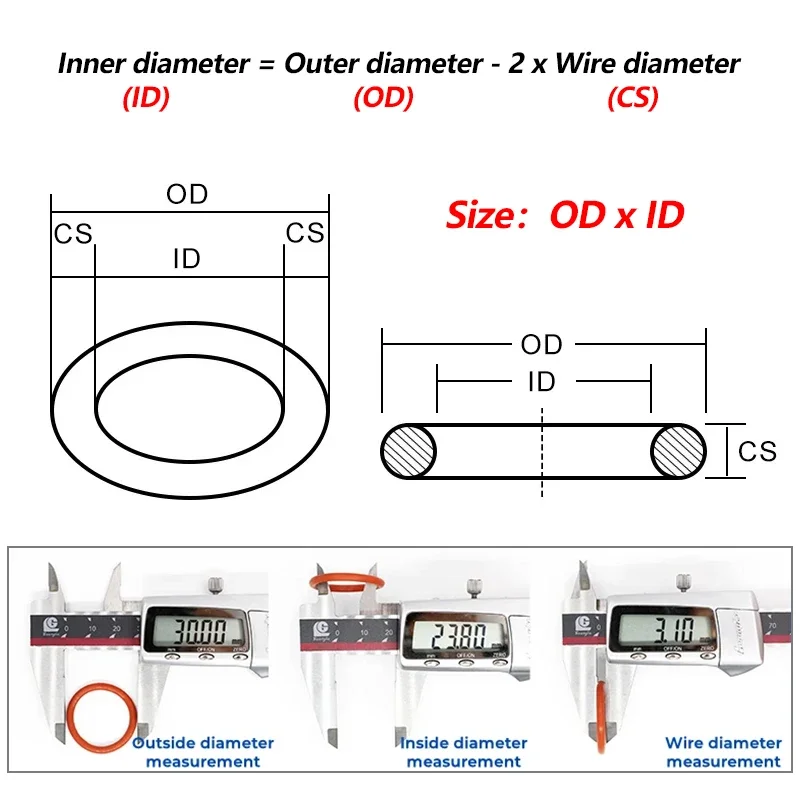 Food Grade Red VMQ O Ring Gasket CS 5.7mm OD 40mm ~ 270mm Waterproof Washer Insulate Round O Shape Silicone Rubber Seal o ring