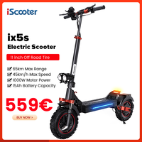 iScooter iX5S Electric Scooter 1000W EScooter 48V 15Ah 25km/h Speed Range 60-65km Powerful 11Inch Foldable Electric Kick Scooter