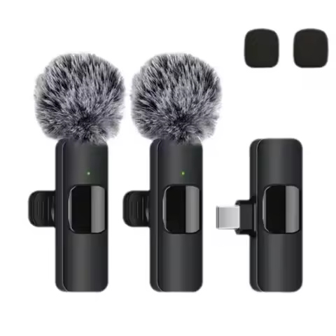 라 발리에 마이크 2.4G 무선 휴대용 오디오 비디오 녹화 iPhone 용 미니 마이크 안드로이드 라이브 방송 게임 전화
