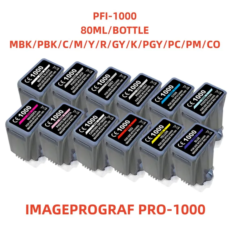 PFI-1000 Compatible Ink Cartridge Replaceme for Canon PFI-1000C 80ml for Image prograf PRO-1000 Printer 12 Pack