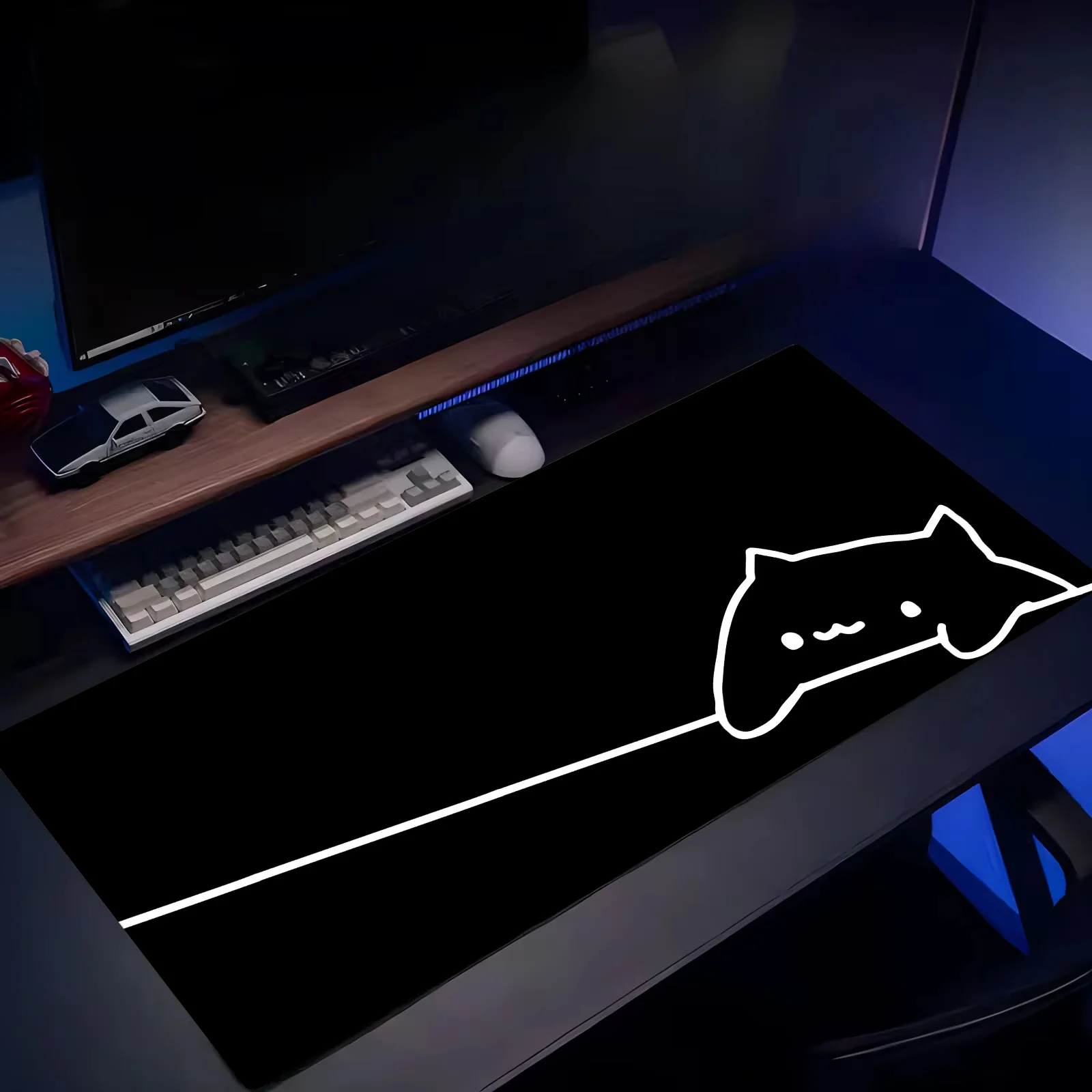 Game mouse pad Black cute cat mousepad black ghost face gamer desk pad mouse mat carpet accessories table pad for gaming office